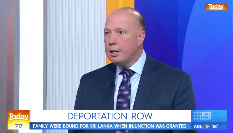 Peter Dutton reiterated his stance on the Tamil family on Friday morning. Source: The Today Show