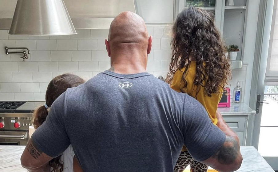 The Rock shares a sweet moment with his daughters on Father's Day (Photo: Instagram)