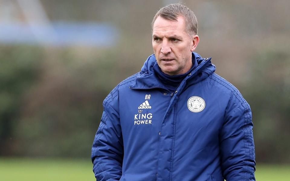 Brendan Rodgers in Leicester training before their FA Cup tie at Brentford - Leicester City FC