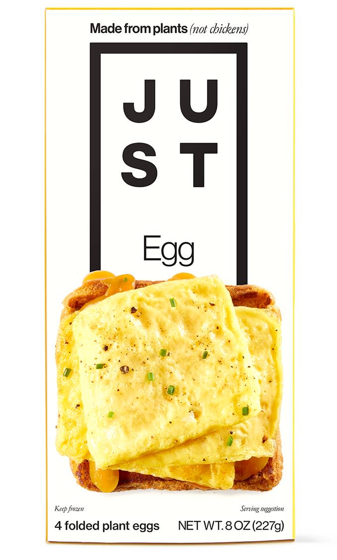 A box with a folded egg on a piece of toast