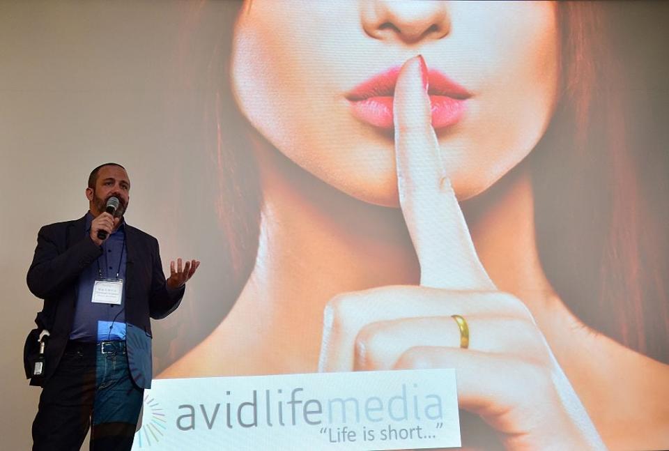 Ashley Madison's International Affairs Director Christoph Kraemer speaks during a press conference in Seoul on April 14, 2015.