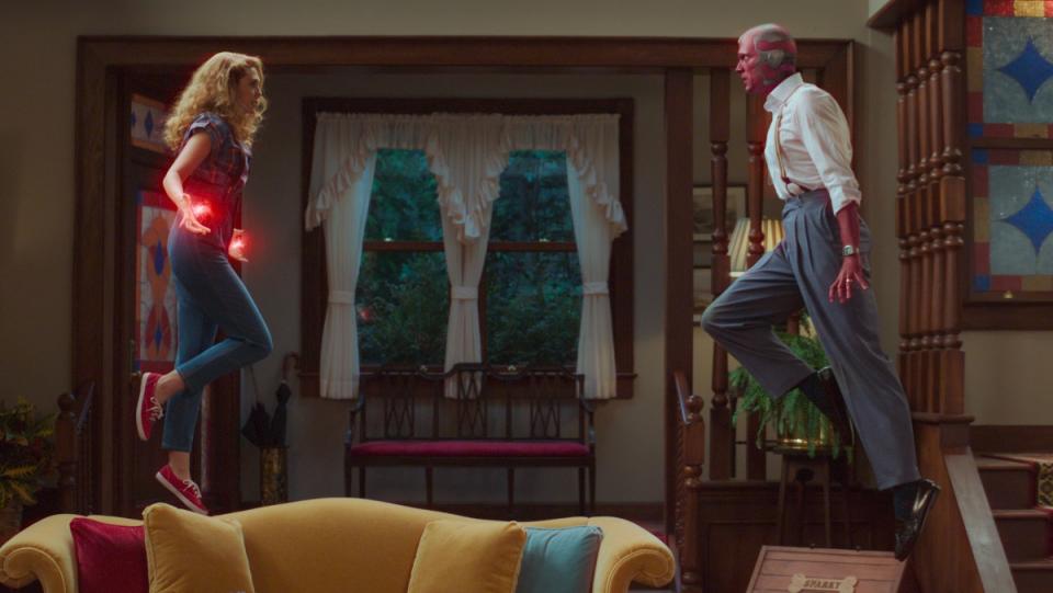 Scarlet Witch and Vision face-off in their living room