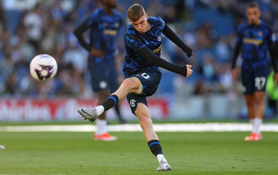 Chelsea's Cole Palmer during the warm up before the match