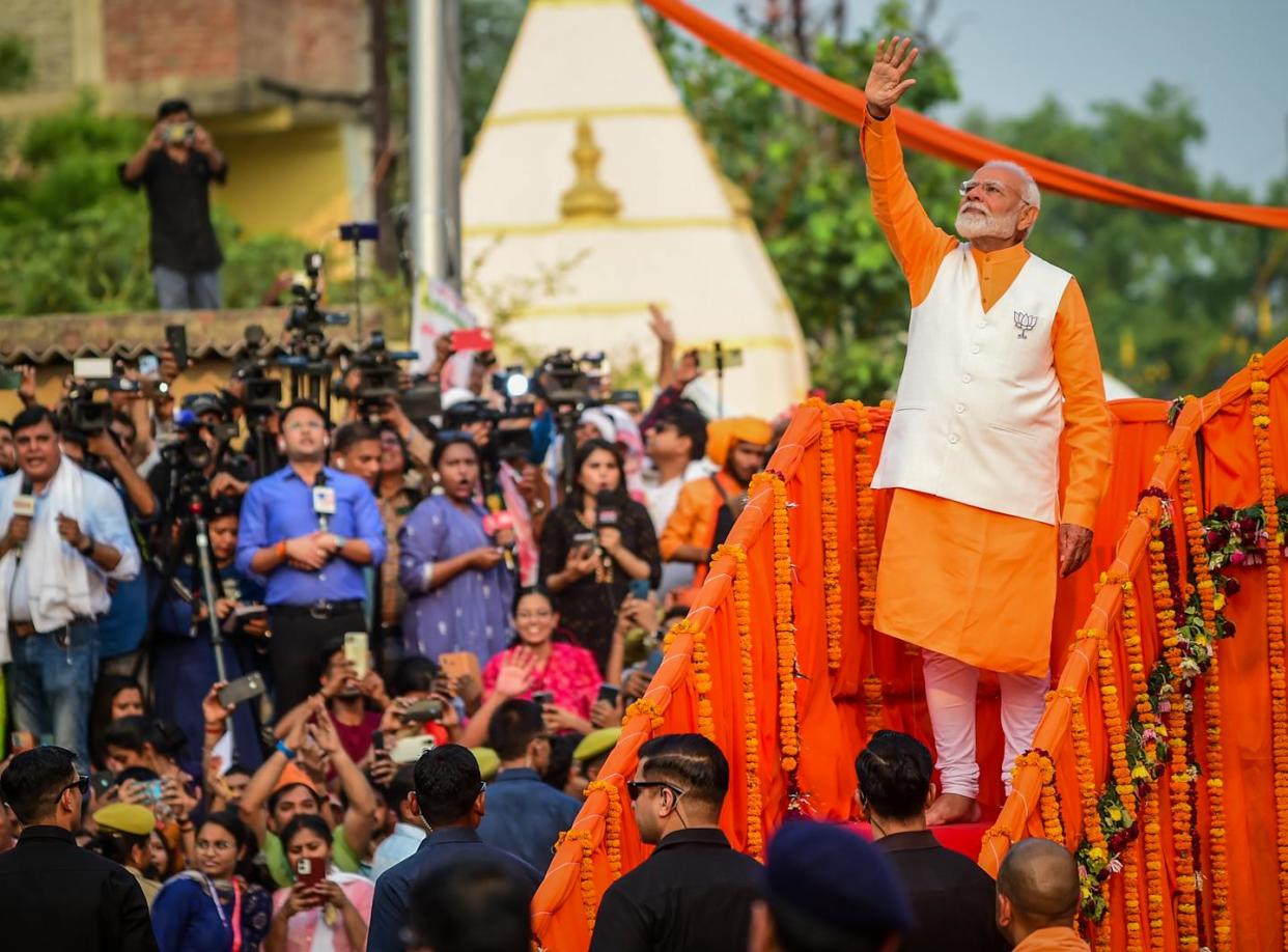 Indian Prime Minister Narendra Modi is popular but divisive. <a href="https://www.gettyimages.com/detail/news-photo/indian-prime-minister-narendra-modi-greets-supporters-news-photo/2152827049?adppopup=true" rel="nofollow noopener" target="_blank" data-ylk="slk:Ritesh Shukla/Getty Images;elm:context_link;itc:0;sec:content-canvas" class="link ">Ritesh Shukla/Getty Images</a>