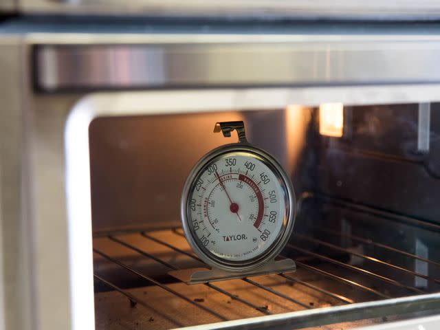 <p>Serious Eats / Vicky Wasik</p> We used an oven thermometer to chart how closely the top three toaster ovens held to their target temperatures.