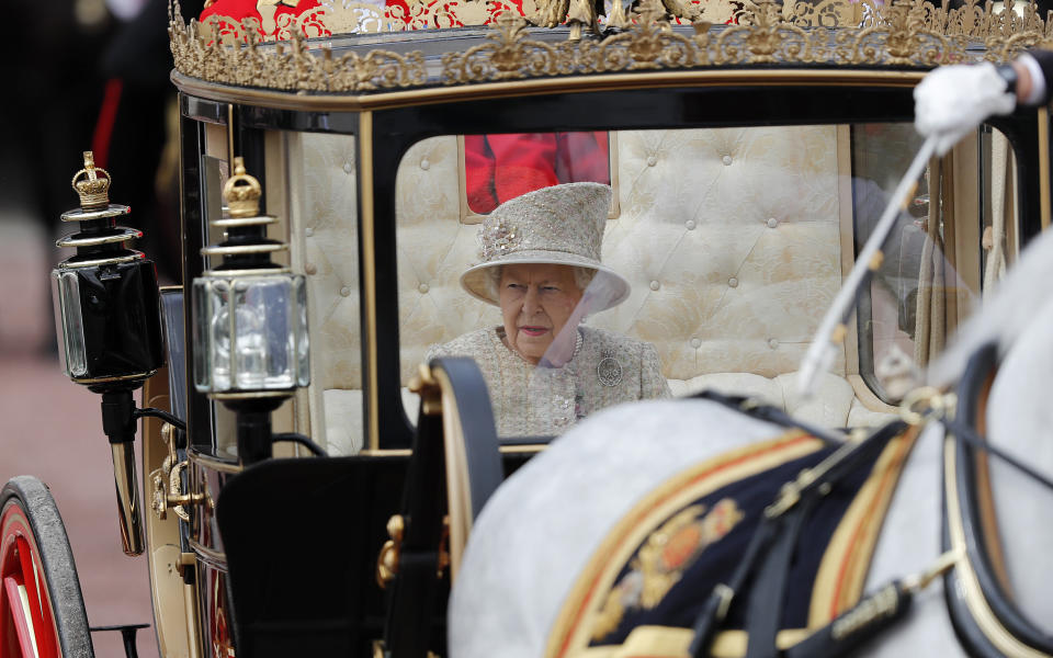 Queen Elizabeth II rode in a carriage to attend the annual Trooping the Colour ceremony.