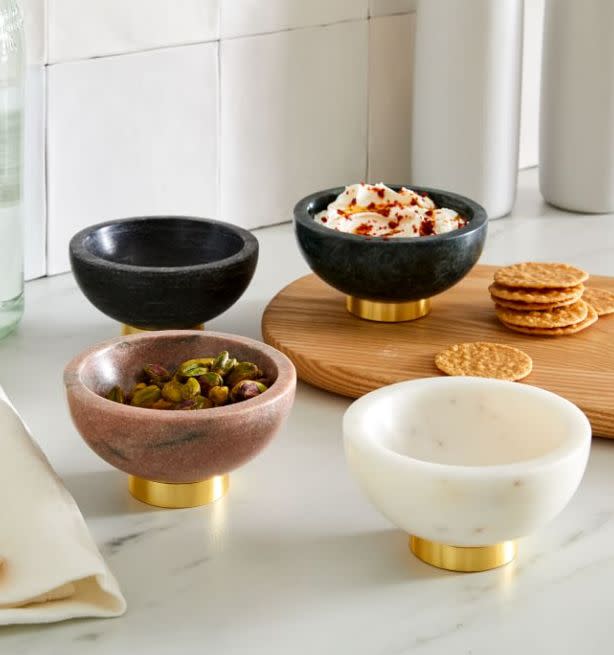 Find this <a href="https://fave.co/2JWCy82" target="_blank" rel="noopener noreferrer">Marble &amp; Brass Dip Bowls for $16</a> at West Elm.