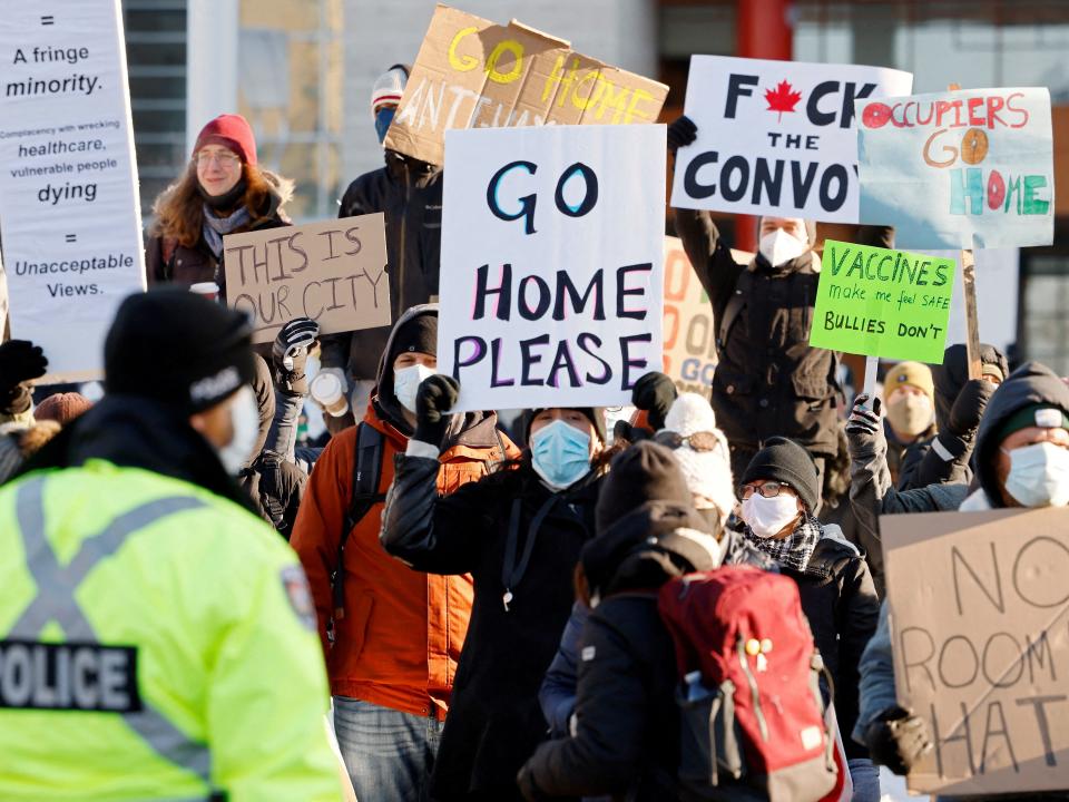 Counter protesters in Ottawa