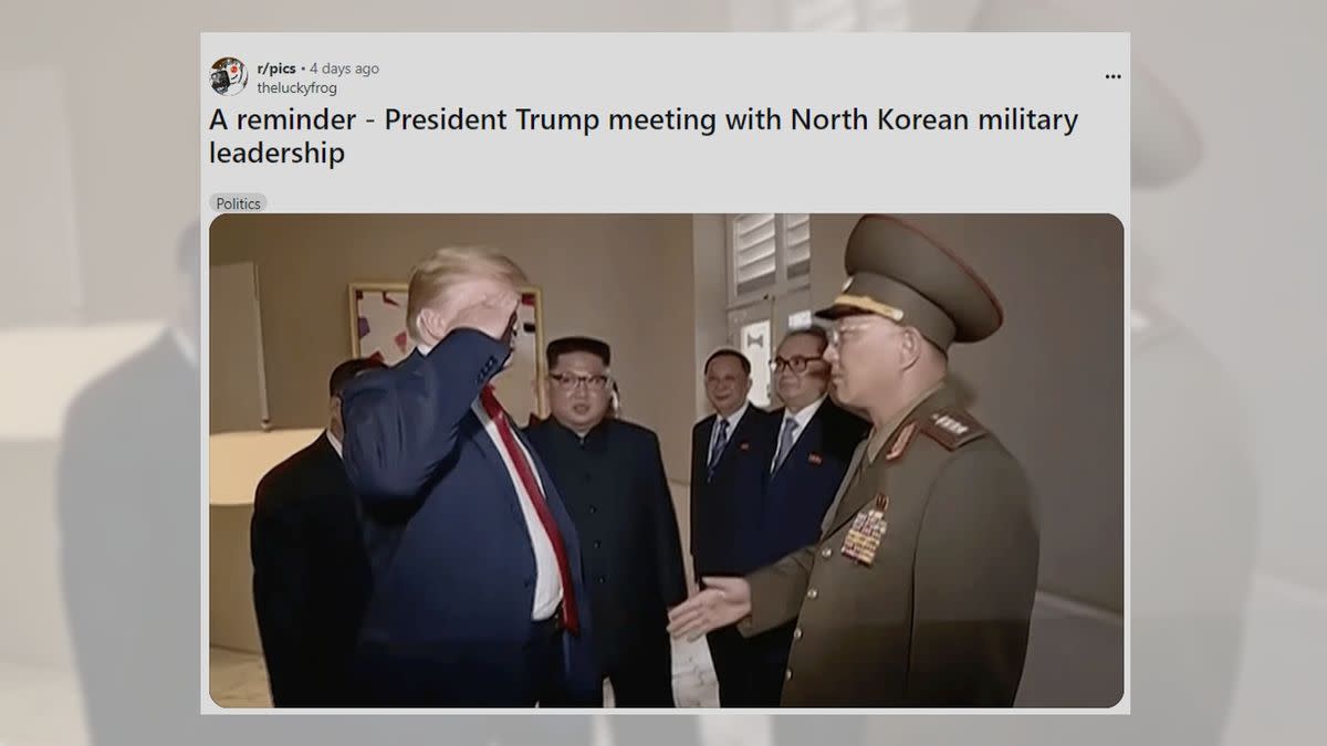 Donald Trump saluting a North Korean general in 2018. 