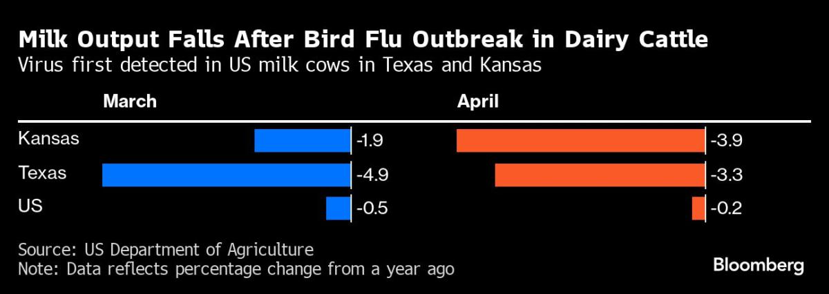 Bird Flu Hits Texas, Kansas Milk in First Sign of Impact