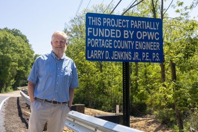 Portage County Engineer Larry Jenkins attends the opening of the Newton Falls Road bridge in Ravenna Township.