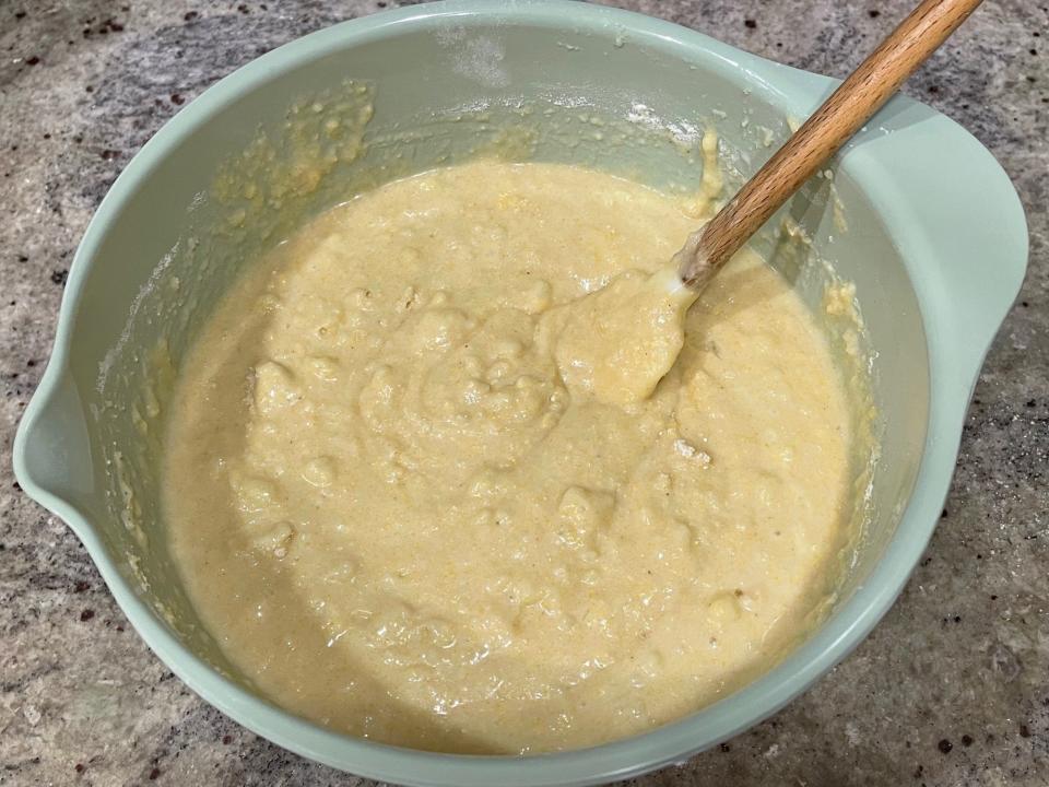 Making batter for Ina Garten cornbread