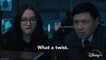 Kat Dennings saying, "What a twist."