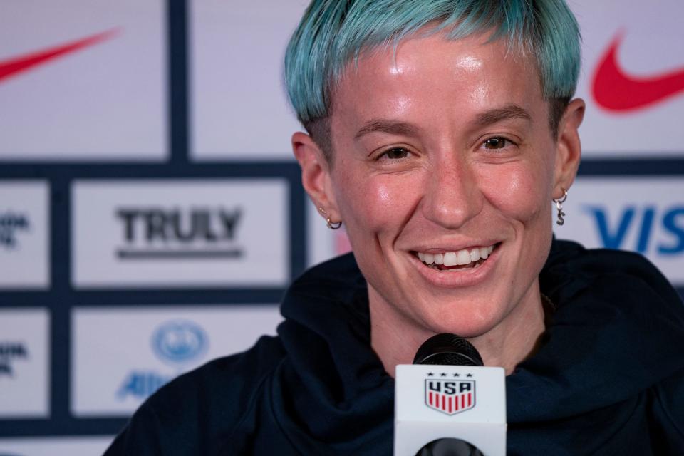 Megan Rapinoe says the USWNT is embracing the pressure leading into Tuesday's game vs. Portugal. "We go into these moments like, 'Hell yeah. This is exactly where we want to be,'" Rapinoe said.