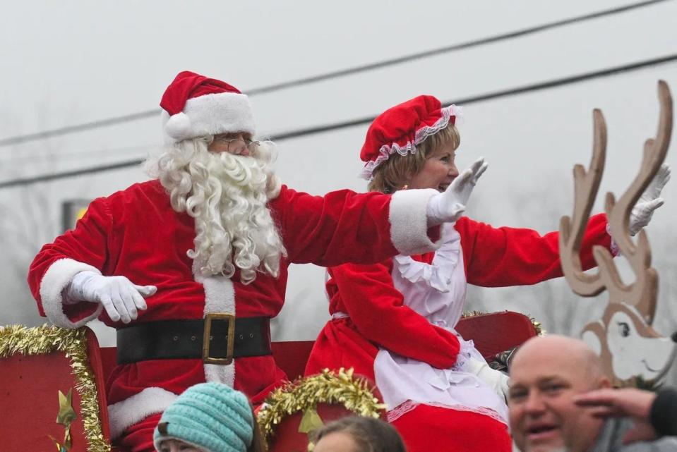 Perhaps the most exciting float of them all is Mr. and Mrs. Claus, sponsored by Karns Lions Club.