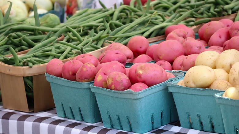 Fresh potatoes and green beans