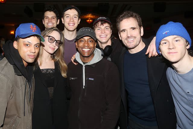 <p>Bruce Glikas/WireImage</p> From L: Sky Lakota-Lynch, Angelina Jolie, Kevin William Paul, Brent Comer, Joshua Boone, Joshua Schmidt, Matt Dillon and Brody Grant at <em>The Outsiders</em> on Broadway in New York City on April 3, 2024