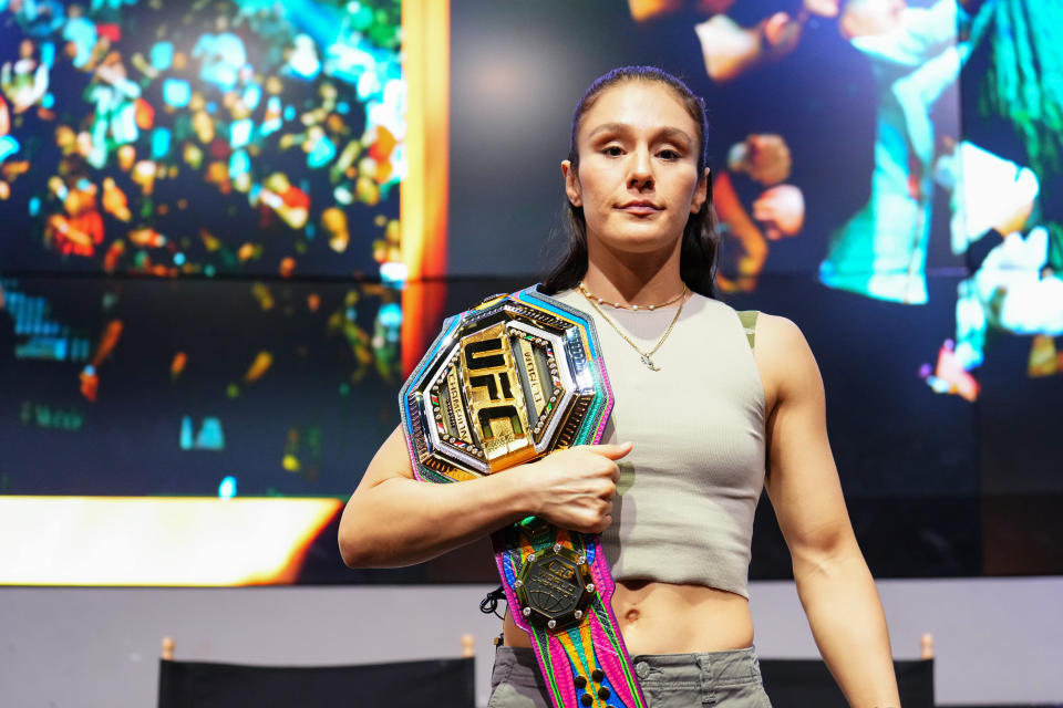 LAS VEGAS, NEVADA - SEPTEMBER 14:  Alexa Grasso of Mexico poses for a photo during the Noche UFC Athlete Panel at LEVEL UP inside MGM Grand on September 14, 2023 in Las Vegas, Nevada. (Photo by Chris Unger/Zuffa LLC via Getty Images)