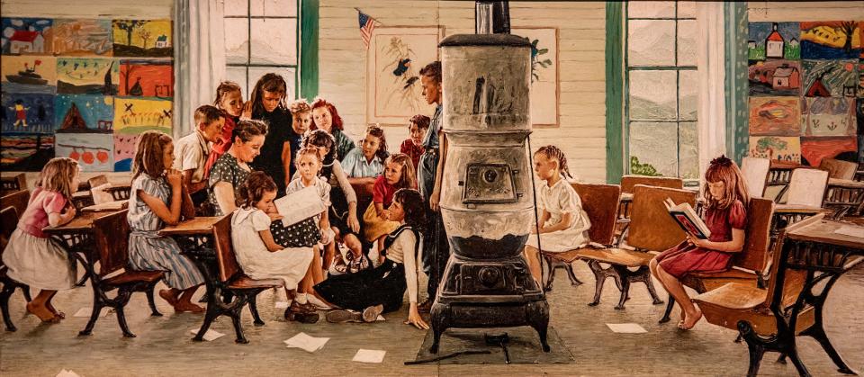 "Norman Rockwell Visits a Country School " by Norman Rockwell in the new Rockwell/Wyeth Icons Of Americana exhibit at the Polk Museum of Art in Lakeland Fl. Wednesday January 24,2024.
Ernst Peters/The Ledger