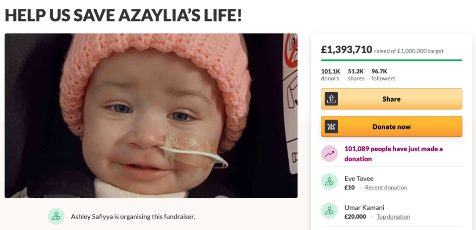 Ashley's heartbreaking GoFundMe post has already surpassed its £1 million (AUD$1.8m) goal. Photo: Instagram/GoFundMe.