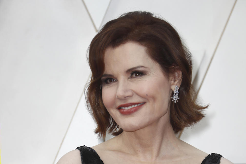 Geena Davis in Romona Keveza poses on the red carpet during the Oscars arrivals at the 92nd Academy Awards in Hollywood, Los Angeles, California, U.S., February 9, 2020. REUTERS/Eric Gaillard