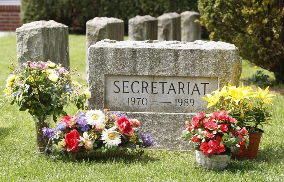 Secretariat’s grave is at Claiborne Farm in Paris. The Triple Crown winner died in 1989 at age 19.