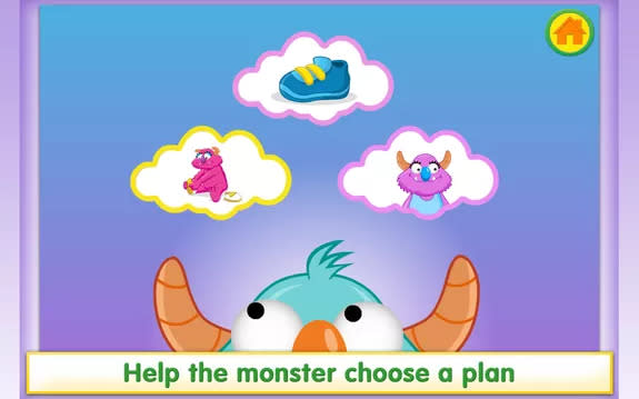 In Breathe, Think, Do with Sesame, kids help a monster calm down and think of a plan.