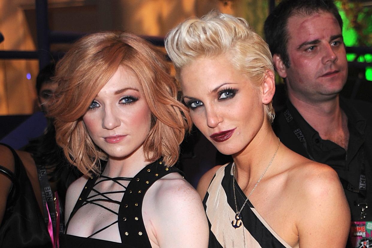 Nicola Roberts and Sarah Harding of Girls Aloud  the Shockwaves NME Awards 2009 at the 02 Academy, Brixton, London   (Photo by Zak Hussein - PA Images/PA Images via Getty Images)