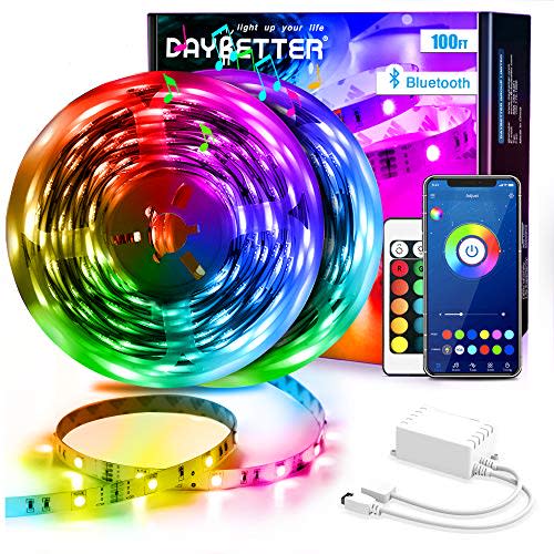 DAYBETTER Led Strip Lights 100ft (2 Rolls of 50ft) Smart Light Strips with App Control Remote,…