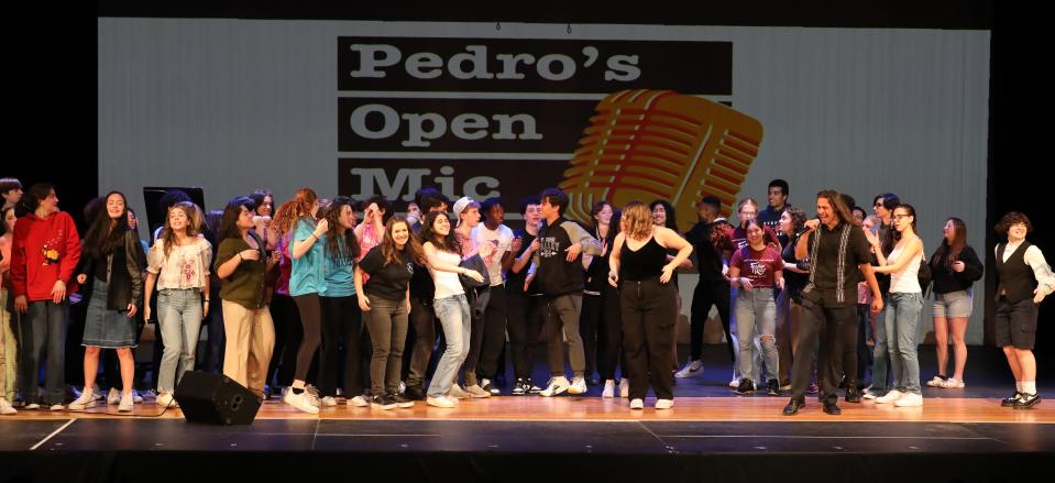 "Seasons of Love," from Rent, sung by all the participants, with solos by Alexis Kahn and Charles Garcia from Putnam Valley's Rent. during Pedro's Open Mic at the Harrison Performing Arts Center at Harrison High School, May 11, 2024.