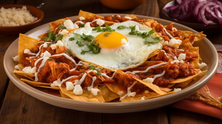 Chilaquiles on plate