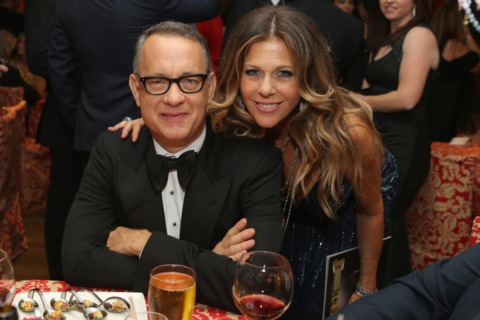 Tom Hanks and Rita Wilson attend HBO's Post 2014 Golden Globe Awards Party at Circa 55 Restaurant on January 12, 2014 in Los Angeles, California.