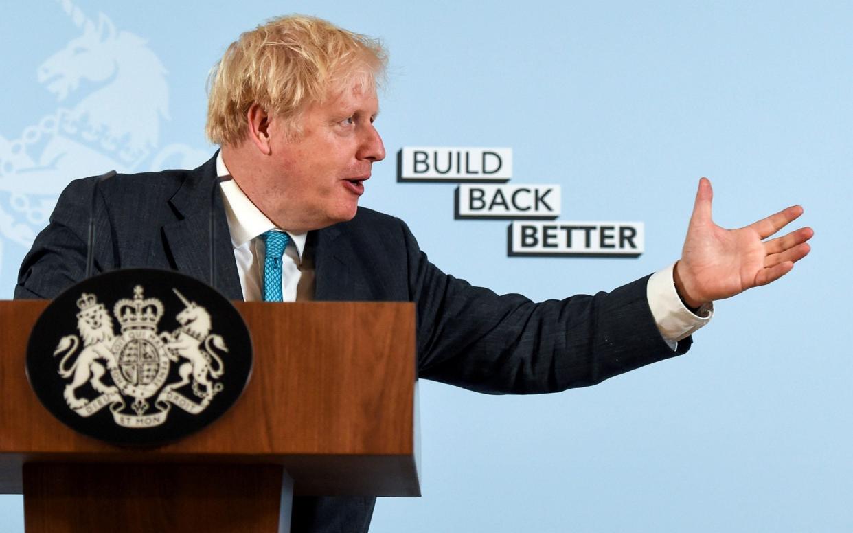 Mr Johnson announced loans for adult further education in Exeter on Tuesday - REUTERS