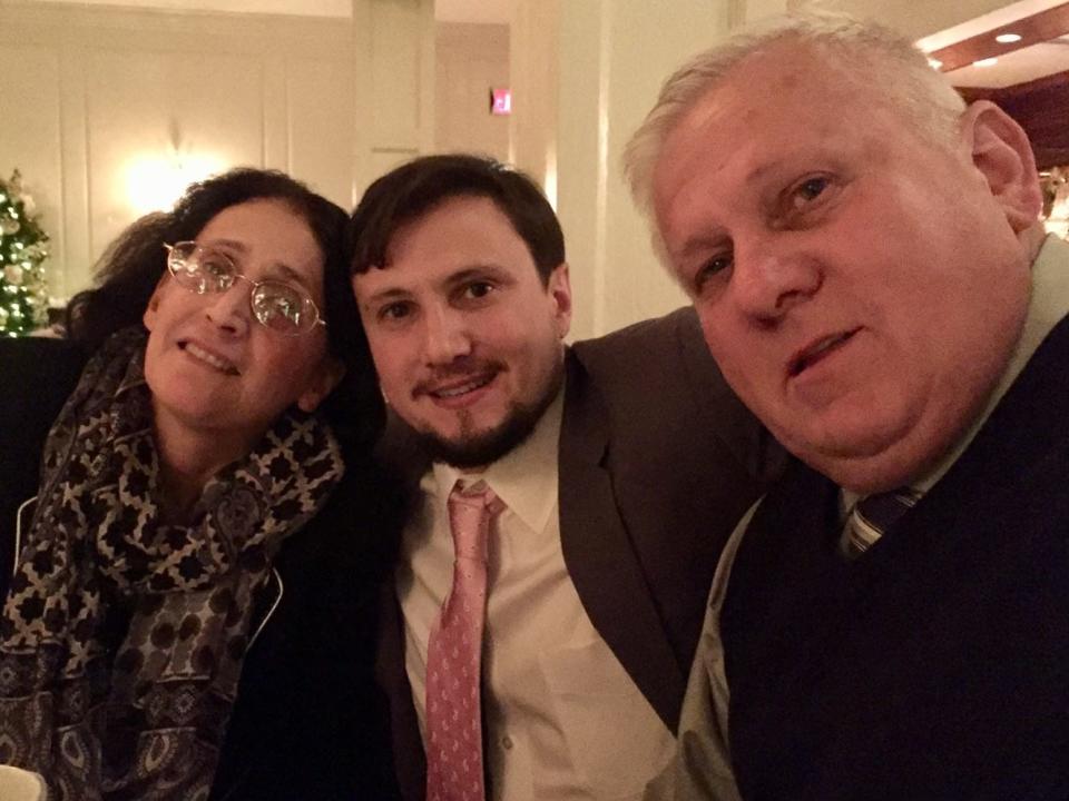 Janice Gallagher, left, pictured with her son Michael Gallagher Jr. middle, and husband District Judge Michael Gallagher. Janice Gallagher died following a car crash in Bensalem late last month.