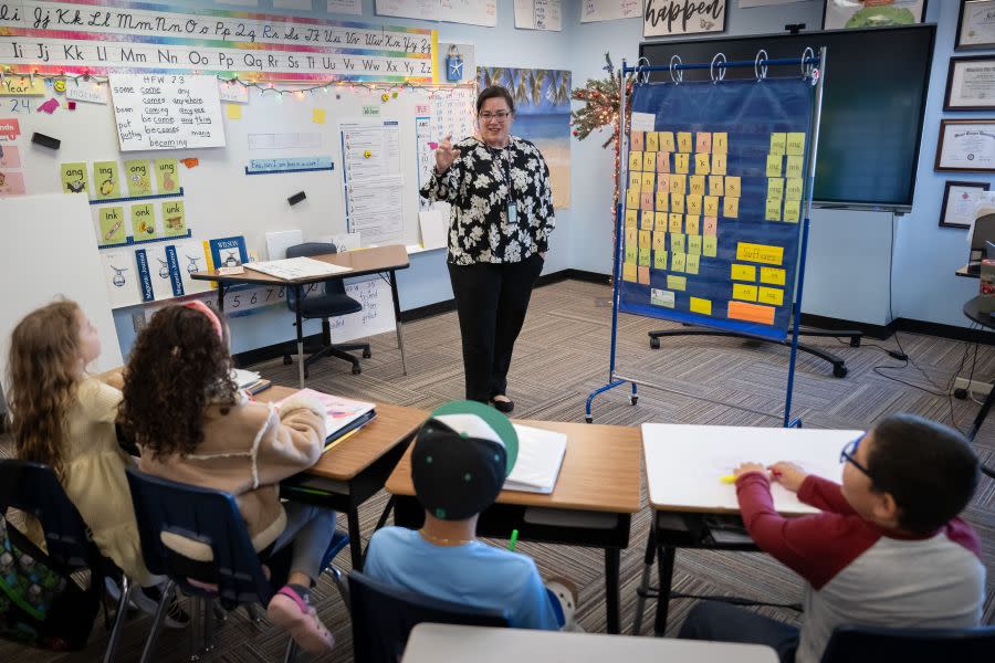 Denise Johnson in the classroom with students (Photo provided by H-E-B). 