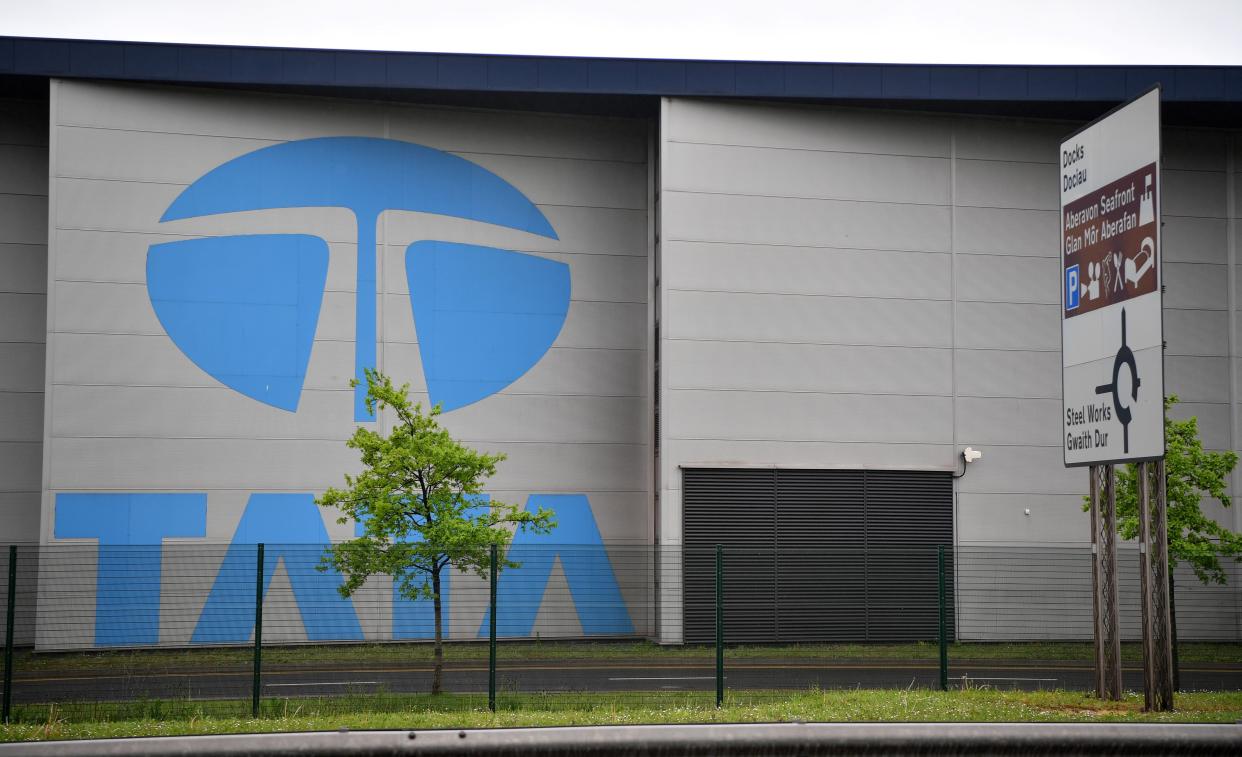 The Tata Steel steel plant is pictured in Port Talbot, south Wales on April 26, 2019, following an incident at the site early today. - An explosion at the Tata steelworks in south Wales left two people slightly injured, police said Friday. The authorities said numerous calls were received overnight reporting an "explosion" at the Port Talbot site. (Photo by Ben STANSALL / AFP)        (Photo credit should read BEN STANSALL/AFP via Getty Images)