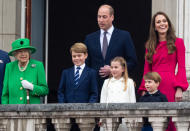 <p>Charlotte joins her parents and bothers and the late Queen on the Buckingham Palace balcony to mark the end of the Platinum Jubilee. (Getty Images)</p> 