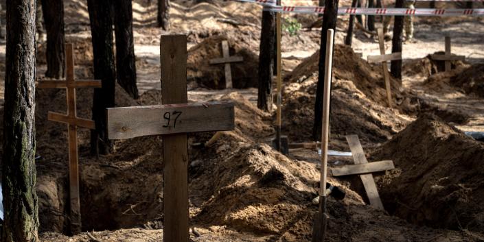Empty graves in Izium, Ukraine