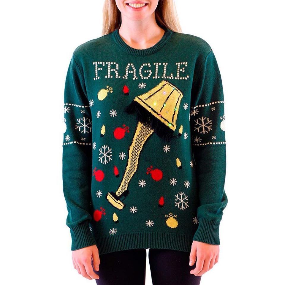 6) A Christmas Story Fragile Leg Lamp Light-Up Ugly Christmas Sweater
