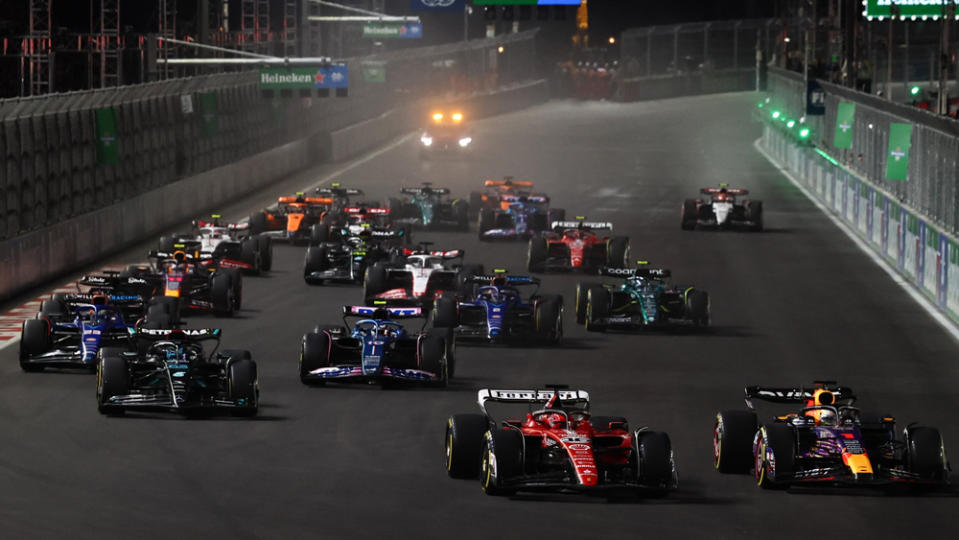 The start of Formula 1's 2023 Las Vegas Grand Prix.