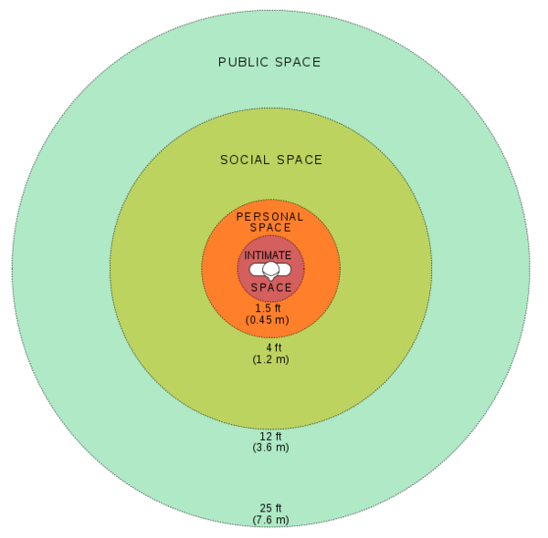 Diagram representation of personal space limits.