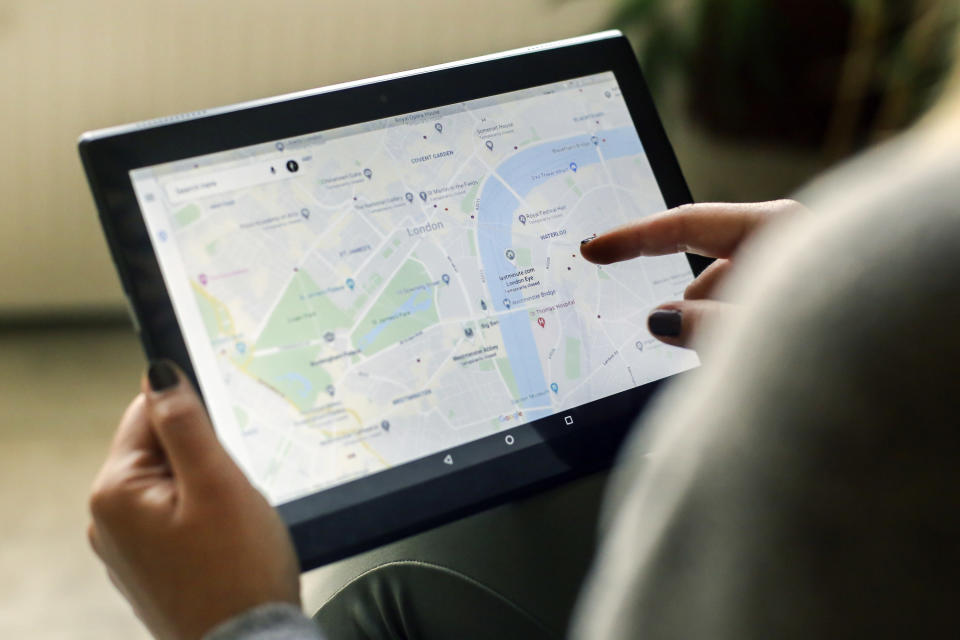 google maps being used on a tablet