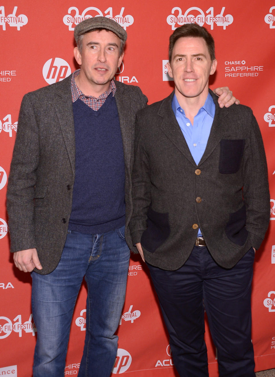 PARK CITY, UT - JANUARY 20: Steve Coogan and Rob Brydon attend the premiere of 'The Trip To Italy' at the Eccles Center Theatre during the 2014 Sundance Film Festival on January 20, 2014 in Park City, Utah.  (Photo by Michael Loccisano/Getty Images for Sundance Film Festival)