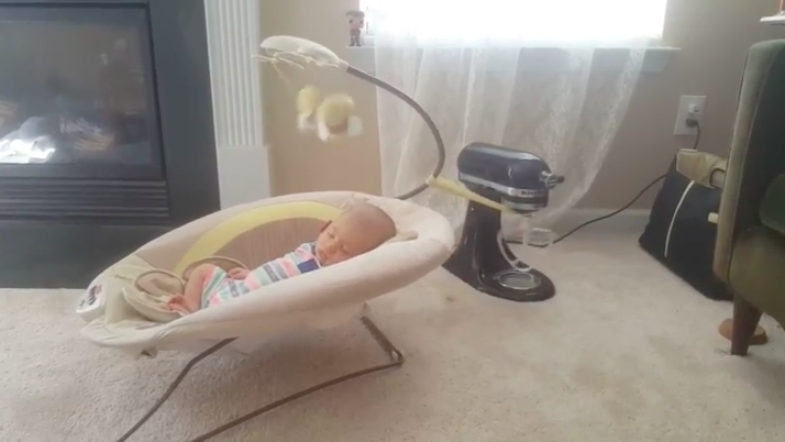 This parenting hack using a KitchenAid to rock a baby to sleep has divided the Internet [Photo: Imgur]