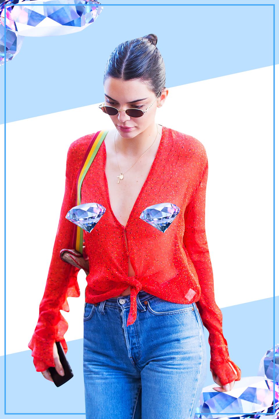 <p>Kendall strikes again with another boob-y lewk. The model wore a super cute see-through top while hanging out in NYC.</p>