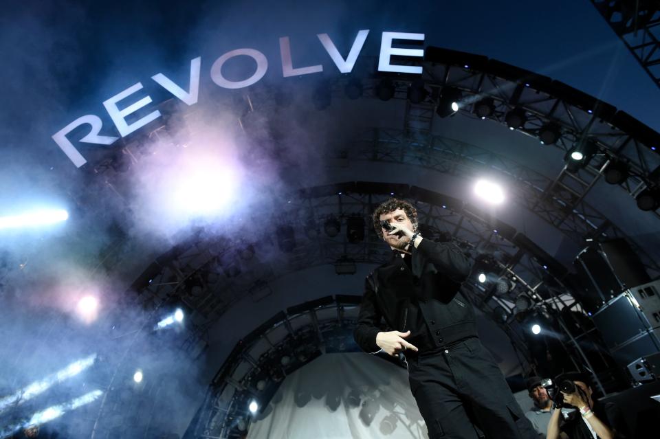 Jack Harlow performs onstage during the Revolve Festival at Merv Griffin Estate on April 17, 2022, in La Quinta, California.