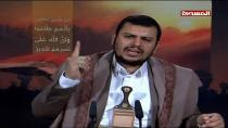 Image grab from video broadcast by Al-Masira TV on April 19, 2015 showing Abdulmalik al-Huthi, leader of the Yemeni Shiite Huthi movement, vowing never to submit to "aggression" in face of Saudi-led air war