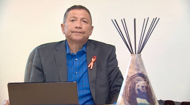 Chief Darcy Dixon of Bearspaw First Nation, which has asked Ottawa for the right to control its own oil and gas royalties and for the return of about $50 million collected from oilpatch activity on its territory. 'We're not asking for handouts,' he says. 'All we're asking is to manage money that belongs to us.' (Kyle Bakx/CBC - image credit)
