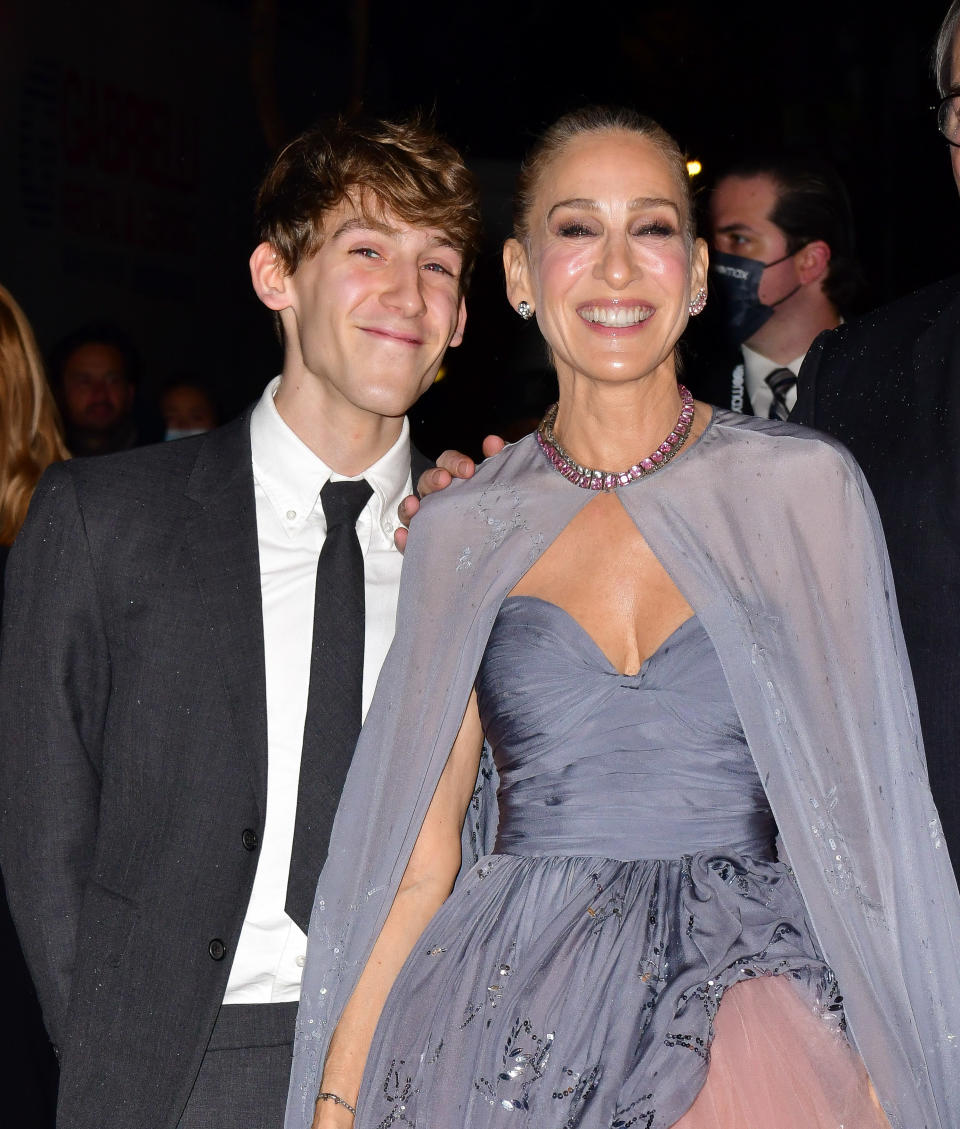 James Wilkie Broderick and Sarah Jessica Parker arrive to premiere of "And Just Like That" at Museum of Modern Art in 2021.