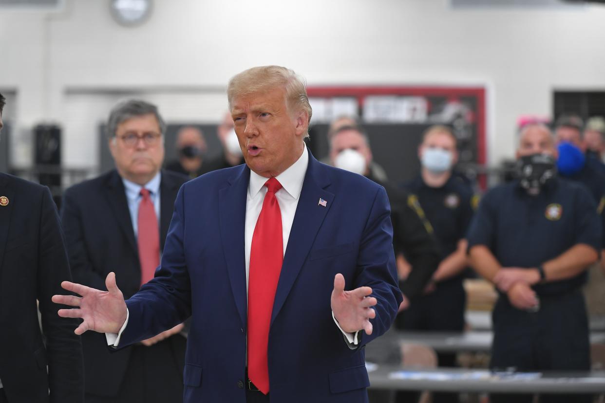 <p>The president fired Krebs last month announcing that he would be ‘terminated’ from his job at the Department of Homeland Security</p> (AFP via Getty Images)